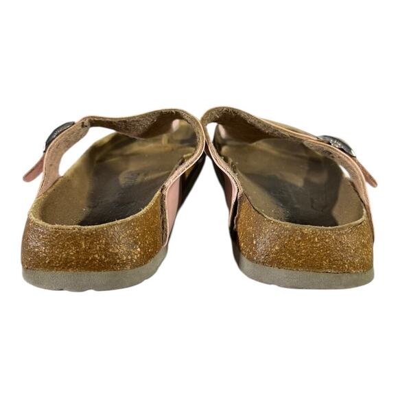 Birkenstock Gizeh Sandal Thong Pink Rose Gold EU 40 Leather Metallic Cork US 9 - Picture 5 of 9